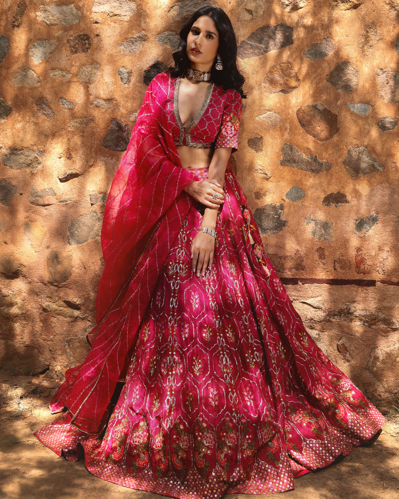 Roze Lehenga Set