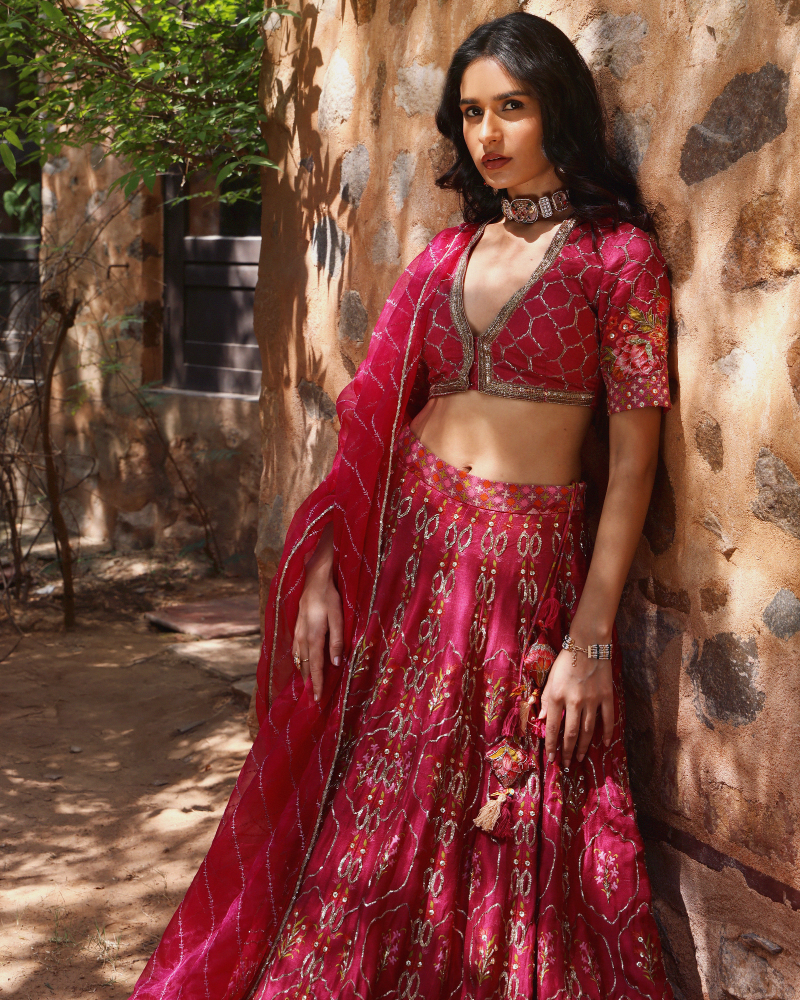 Roze Lehenga Set