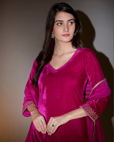 Pink short Kurta with Garara and dupatta