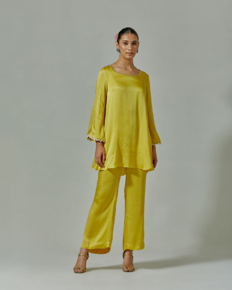 Yellow Celebrity Wide Leg Suit Long Pants For Sale - TheCelebrityDresses